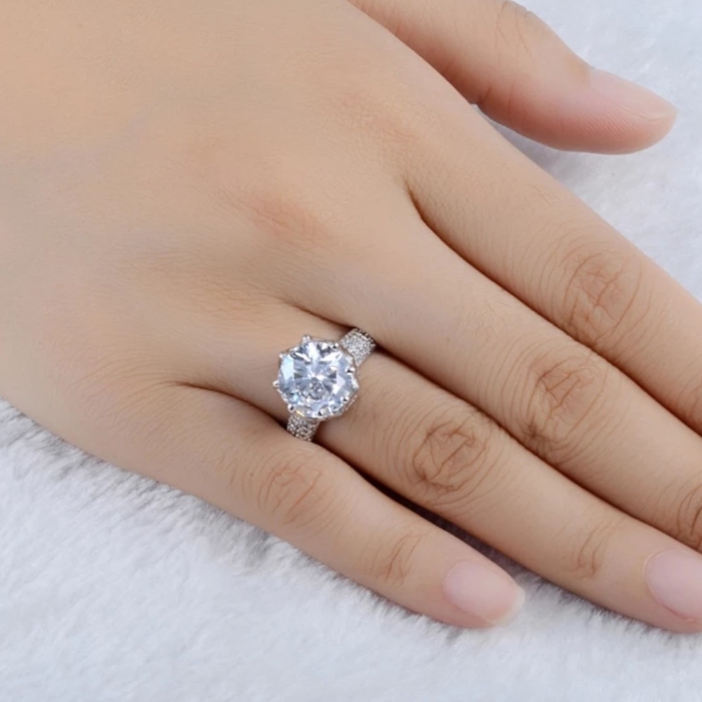 QUEEN CROWN 925 STERLING SILVER DIAMOND RING - Picture 6 of 7